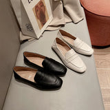 leather moccasins women square toe brief slip on loafers two wears slides flat shoes woman single sneakers size