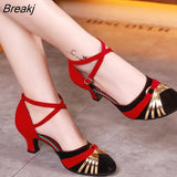 Shoes for Women Heel 5.5cm Closed Toe Ballroom Latin Dance Shoes Rubber Sole High Heel Tango Salsa Dance Shoes for