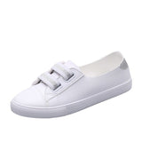 Zapatos De Mujer Lady Cute Sweet White Pu Leather Slip on Loafers Women Fashion Comfort Anti Skid Flat Shoes