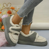 Keep Warm Lamb Wool Ankle Boots Women Non Slip Platform Cotton Padded Shoes Woman Flat Heel Plush Winter Boots
