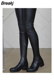 Chunky Heeled Women Motorcycle Boots 2023 Winter Fashion Comfy Stretch Boots Great Quality Over The Knee-high