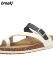2023 New Women Summer Cork Slippers Casual Slip on Beach Outside Slides Flip Flops
