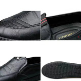 Business Leather Men Shoes Summer Slip on Loafers Men Casual Leather Shoes Black Flats Driving Shoes