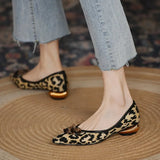 Spring Leopard Print Sexy Pointed Pin Buckle Flat Mother Shoes Flat Heel Comfortable