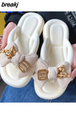 New Fashion Bowknot Women's Slippers Summer Women Slippers Indoor Outdoor Flip Flops Beach Shoe Home Non-slip EVA