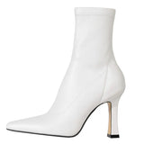 Heels Dress Shoes Pointed Toe Bare Boots Black Booties Thin Heeled Fashion Ankle Boots Retro Ladies Shoes