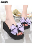 Platform Flip Flops for Woman Bohemian Style Summer Slipper with Bow Large Size Women's Summer Footwear Chaussure