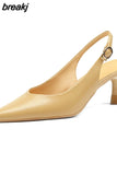 Size 34-40 Women Sandals 2023 Genuine Leather Sexy Thin Heels Shoes For Women Backsling Summer Sandalias Office