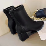 Women Ankle Boots Female Square Toe High Heels Short Boot Ladies Warm Plush Zipper Platform Shoes Botas Mujer