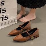 Breakj Women In The Autumn Of 2025 New French Pointed Light-Pointed Mary Jane Shoes With Thick
