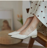 Female Pearls Heels Single Shoes Spring Suede Leather Women Ladies Office Pumps Pointed Toe V Mouth Slip On Work