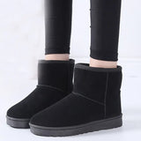 Women's Short-Tube Snow Boot Plush Warm Women Shoes Suede Round-Toe Flat Heel Ankle Boots botines mujer 2021