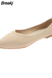 Fashion Slip on Mesh Loafers Breathable Stretch Ballet Shallow Flat Elegant Women Soft Bottom Pointed Toe Boat Shoes