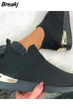 Summer 2023 Trendy Platform Flats Sneakers Socks Shoes Tennis Breathable SlipOn Casual Sports Footwear Ladies