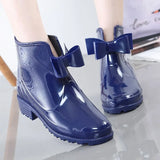 Fashion Women Rain Boots Fashion Non-Slip Women's Water Shoes Flat Bottom Women Velvet Short Tube Warm