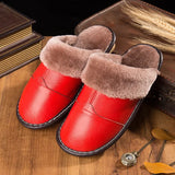Anti-slip Warm Household Slipper Men Leather Slippers In Autumn And Winter Plus Size For 45 Couples Cotton