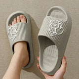 Women Soft Sole House Slippers 2024 Summer Beach Thick Platform Slipper Sandals Women Korean Eva Slippers Couple Home Flip