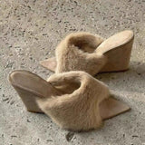 Breakj Shoes Heel Women's Shoes Tip Half Slippers Outside 2025 Spring And Summer New Lazy One-Legged Cotton