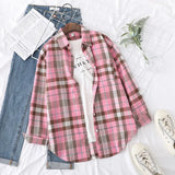 New Fashion Loose Womens Plaid Shirt Fresh College Style Design Blouses And Tops Long Sleeve Casual Female Checked