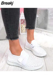 Summer Women Breathable Mesh Crystal Sneakers Light Weight Knitted Casual Ladies Flats Hook Loop Fashion Vulcanized