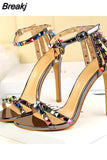 High Heels Rivets Sandals Lady Stiletto Gladiator Pumps Stripper Summer Platform Shoes 2023 Luxury Fashion Women