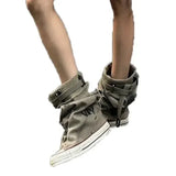 Cowboy Sneakers Women's High Boots New Canvas Flats Shoes Trend Autumn Ankle Boots New Rock Botas Mujer