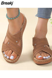 Shoes on Sale 2023 New Basic Women's Slippers Summer Retro Open Toe Wedges Slippers Casual Beach Ladies Shoes