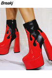 Design Great Quality Patchwork Super High Heel Ankle Boots Platform 2023 Sexy Elegant Woman Fashion Shoes Big Size