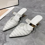 Pointed Toe Mules Fashion Women Slippers Casual Women's Shoes Women High Heels Elegant Ladies Outdoor