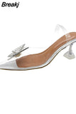 Summer New Rhinestone Butterfly Clasp Fashion High Heels Sandals for