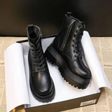 White Color Soft PU Leather Ankle Boots Women Platform Motorcycle Booties Female Autumn Winter Shoes Woman Goth Short