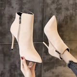 Pointed Toe Short Shoes for Women Stripper Pole Footwear Very High Heels Female Ankle Boots Heeled Sexy Spring 2023
