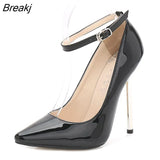 Pointed Toe New Super High Heel Women's Stiletto Luxury Party Metal Pumps for Wedding Shoes Work Ladies Large Size