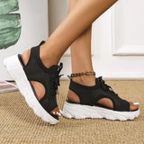 new summer comfortable and casual round toe woven mid-heel wedge sandals for