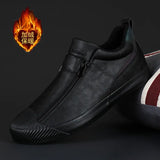 Breakj Walk 2025 New Winter Warm Shoes Thick Bottom Plus Velvet Leisure Help Zip Up Men's