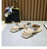 2.5cm Plus Size 41 Women's Sandals Summer Pinch Toe Strappy Square heel Sandals for Women Casual Beach Sandals Roman