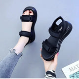 Mesh Breathable Comfor Women Sandals Retro Hook & Loop Open Toes Casual Beach Shoes Fashion Hollow Non-Slip Platform