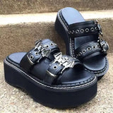 Breakj Women's Shoes 2025 Summer New Fish-Mouthed Bat Thick-Soled Cool Slippers Women's Dark Punk Hot
