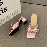 Women Sandals Slippers High Heels Luxury Designer Black Chunky Heel Casual Shoes Pumps Party Wedding Pink White