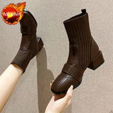 Ankle Boots Sock Short Shoes for Women Elastic Booties Brown Footwear Comfortable and Elegant on Offer Free Shipping
