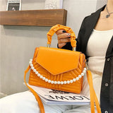 Simple Square Bag New Retro Personality Pearl Handbag Candy One-shoulder Messenger Bag Mini