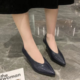 Size Soft Leather Shallow Mouth Pointed Thick Heel Shoes Women 2023 New Spring Autumn Snakeskin Pattern High Heels