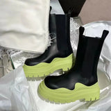 Platform Chelsea Boots 2021 New Mid-tube Boots Thick-soled Martin Boot Female Thigh High Boots Flat Wedges Winter