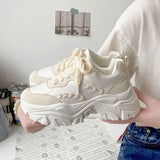 Breakj Sneakers Women's 2025 Spring And Autumn New Round Head Tie With Wheat Ears Casual Running Shoes Fashion Dad