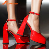 Pumps Chunky Heel Ankle Strap Shoes 2023 Spring Summer Wedding Shoes Fashion Sexy Mary Janes Pumps Big Size