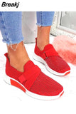 Summer Women Breathable Mesh Crystal Sneakers Light Weight Knitted Casual Ladies Flats Hook Loop Fashion Vulcanized