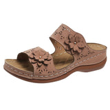Flower Wedges Slippers for Women Summer Casual Slip On Platform Sandals Woman Comfortable Non Slip Flip Flops Plus