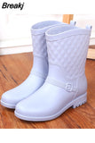 Rain Boots Women Wading Boots Gumboots Wellies Plush Warm Winter Female Galoshes Rainboots Woman Regenstiefel Snow