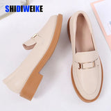 Women Flat Shoes Round Toe Lace-Up Oxford Shoes Woman Genuine Leather Brogue Women Platform Shoes Women Loafers