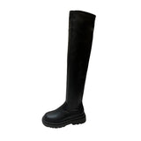 Flat Thigh High Boots Platform Women Slim Thick Sole Over The Knee Boots Women Shoes Black Winter Long Boots